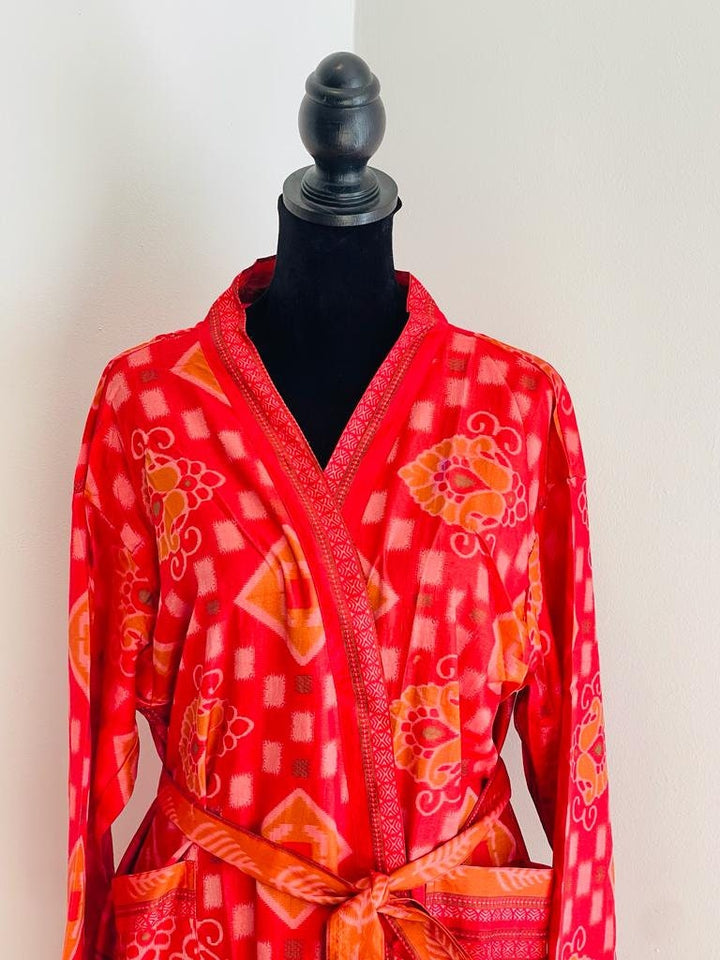 Red Kimono Robe: Loungewear in Classic Elegance