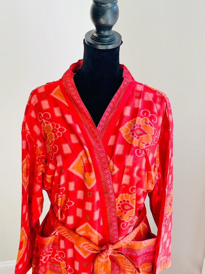 Red Kimono Robe: Loungewear in Classic Elegance