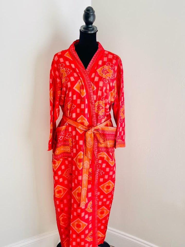 Red Kimono Robe: Loungewear in Classic Elegance