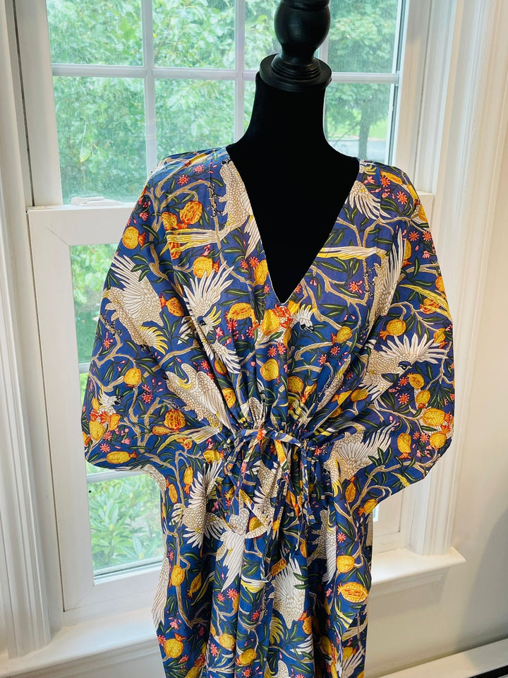 Hand Block-Print Cotton Kaftan