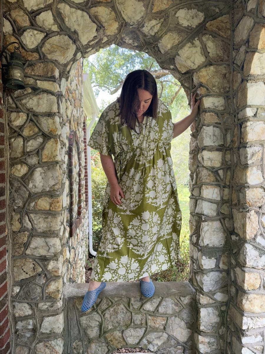 Real customer wearing hand block-printed clothing