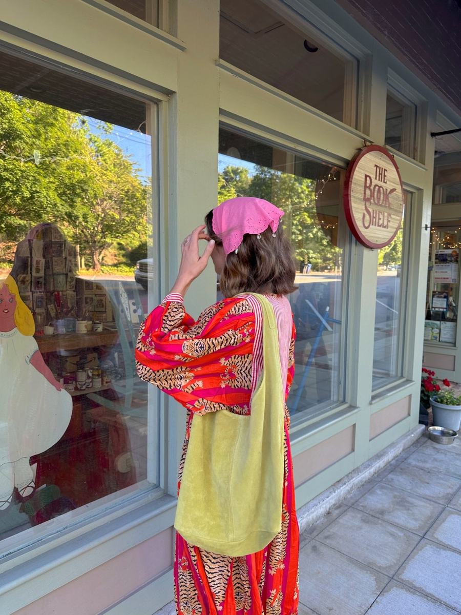 Real customer wearing hand block-printed clothing